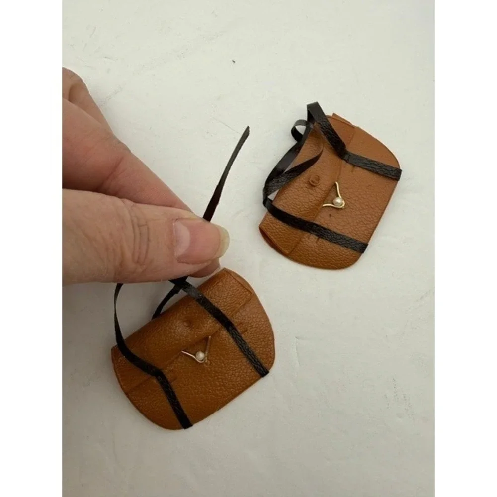 Vintage Fashion Doll Barbie messenger Saddle Bags Brown Pebbled plastic vinyl